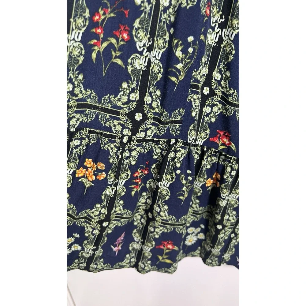 Agua Bendita Target Plus‎ 2X Tile Floral Ruffle Sleeves Pockets Coquette Dress - Picture 5 of 9